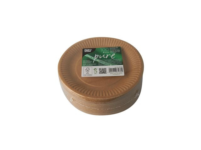 Tallrik PURE papper Ø190mm brun 100/fp - Primmeshiper