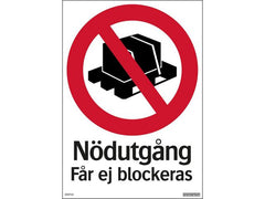 Skylt Nödutgång får ej blockeras 210x297 Primmeshiper