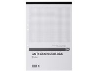 Anteckningsblock A4 100bl hål perf rutat - Primmeshiper