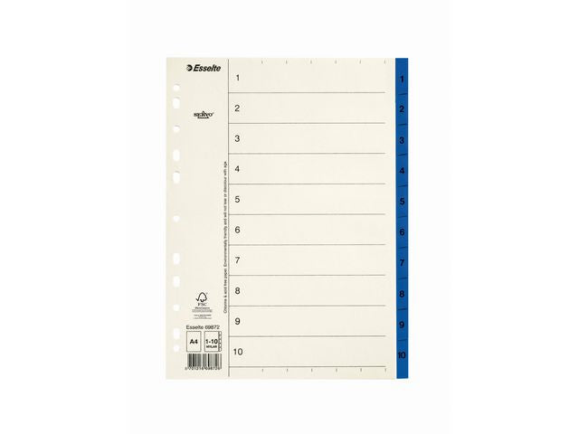 Pappregister Servo A4 1-10 blå flik - Primmeshiper
