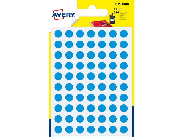 Etikett AVERY 8mm blå 490/fp - Primmeshiper