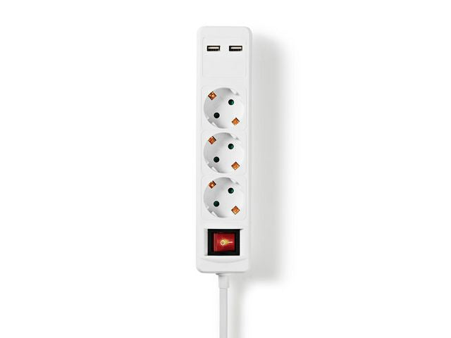 Grenuttag NEDIS jordad 3-väg + 2 USB - Primmeshiper