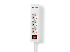 Grenuttag NEDIS jordad 3-väg + 2 USB - Primmeshiper