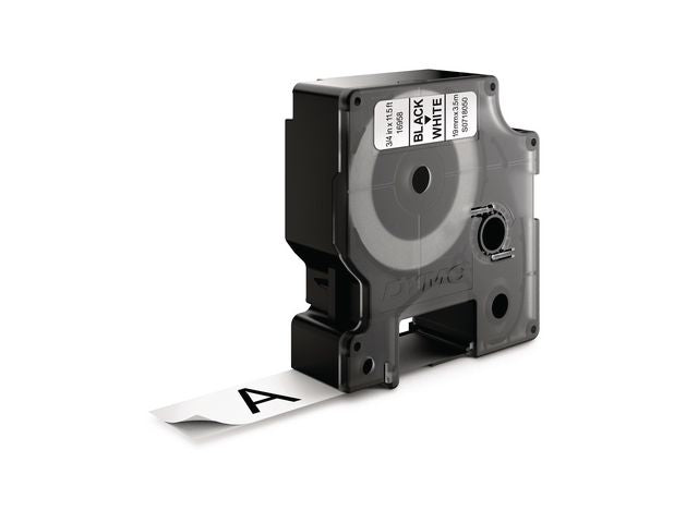 Tape DYMO D1 19mm nylon svart på vit - Primmeshiper