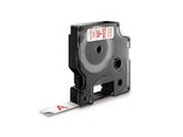 Tape DYMO D1 12mm röd på vit - Primmeshiper