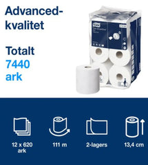 Toalettpapper TORK Adv T9 2-lag 12/fp - Primmeshiper