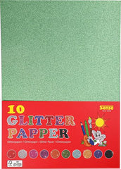 Glitterpapir, 180 g, 10 ark, 10 farver