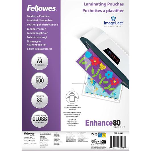 Laminat FELLOWES A4 80mic klar 500/fp