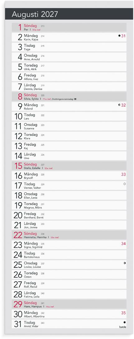Liten Bordskalender Elegant 2027
