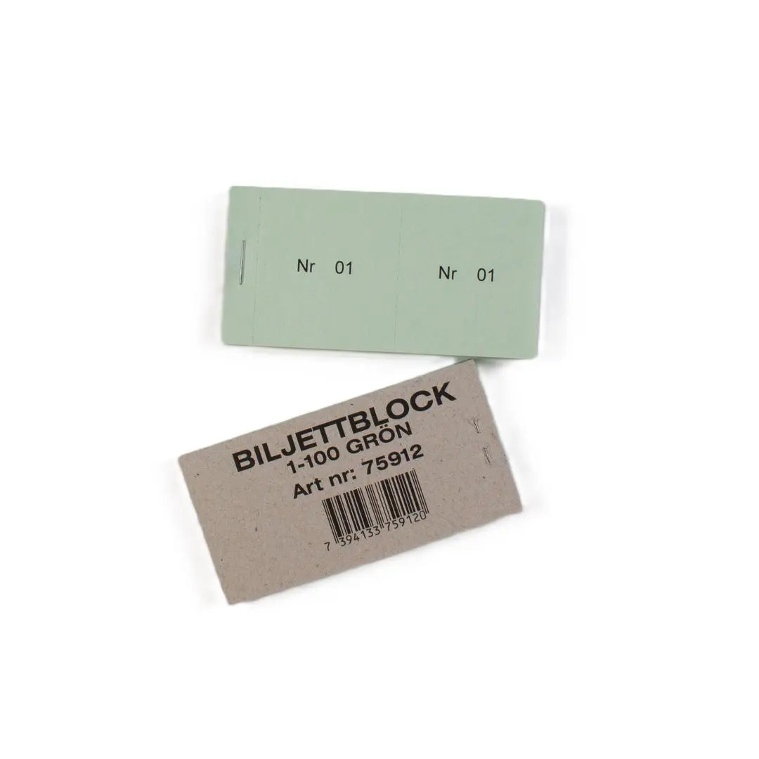 Biljettblock 1-100 grön Primmeshiper