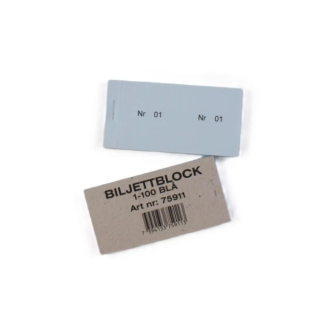 Biljettblock 1-100 blå Primmeshiper