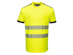 T-shirt varsel PW T181 kl2 gul S - Primmeshiper