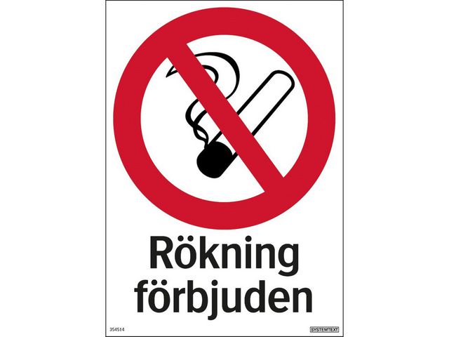 Skylt Rökning förbjuden 210x297mm Primmeshiper
