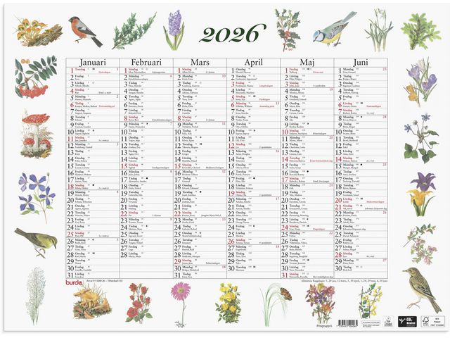 Väggkalender Stora Naturalmanackan 2026 Primmeshiper